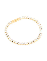 Waterproof Gold Plated Stainless Steel Cubic Zirconia Tennis Bracelet - link has visual effect only