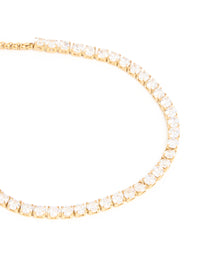 Waterproof Gold Plated Stainless Steel Cubic Zirconia Tennis Toggle Bracelet - link has visual effect only