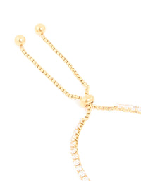 Waterproof Gold Plated Stainless Steel Cubic Zirconia Tennis Toggle Bracelet - link has visual effect only