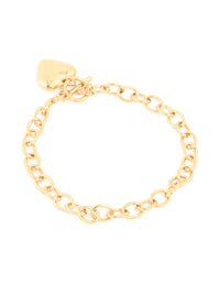 Waterproof Gold Plated Stainless Steel Heart FOB Bracelet - link has visual effect only