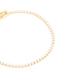 Waterproof Gold Plated Stainless Steel Cubic Zirconia Tennis Bracelet - link has visual effect only