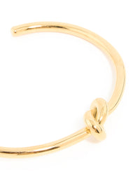 Waterproof Gold Plated Stainless Steel Basic Knotted Wrist Cuff - link has visual effect only