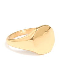 Waterproof Gold Plated Stainless Steel Signet Ring - link has visual effect only