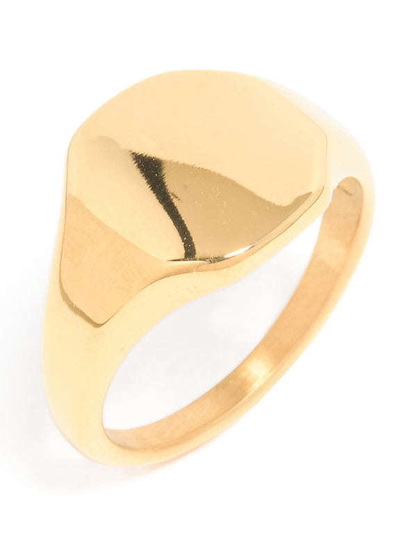 Waterproof Gold Plated Stainless Steel Signet Ring