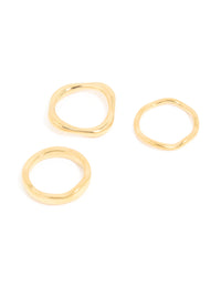 Waterproof Gold Plated Stainless Steel Organic Design Rings 3-Pack - link has visual effect only