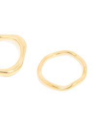 Waterproof Gold Plated Stainless Steel Organic Design Rings 3-Pack - link has visual effect only