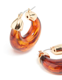 Brown Acrylic Mini Hoop Earrings - link has visual effect only