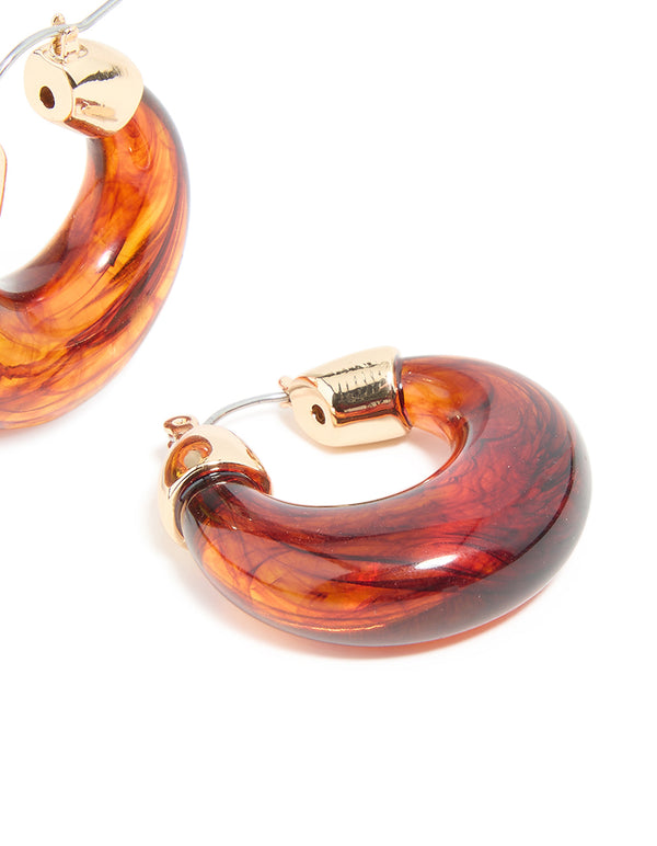 Brown Acrylic Mini Hoop Earrings