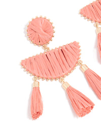 Pink Raffia Geometric Drop Earrings - link has visual effect only