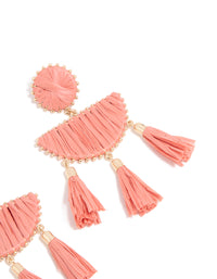 Pink Raffia Geometric Drop Earrings - link has visual effect only
