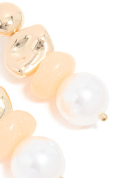 Gold Pebble & Pearl Drop Earrings - link has visual effect only