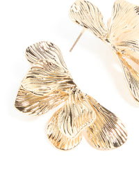 Gold Textured Fan Stud Earrings - link has visual effect only