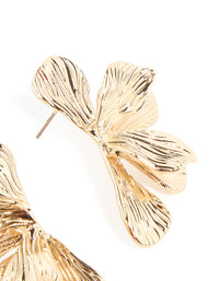 Gold Textured Fan Stud Earrings - link has visual effect only