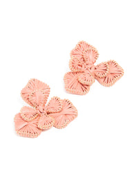 Mixed Metal Pink Raffia Paper Flower Stud Earrings - link has visual effect only