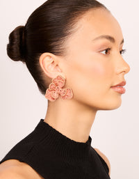 Mixed Metal Pink Raffia Paper Flower Stud Earrings - link has visual effect only