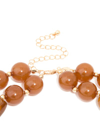 Brown Acrylic Beaded Long Layered Necklace - link has visual effect only