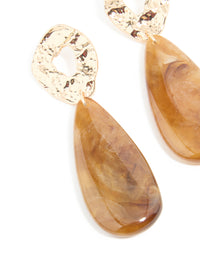 Gold Molten Brown Bead Drop Earrings - link has visual effect only