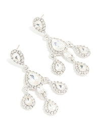 Silver Mini Triple Diamante Drop Earrings - link has visual effect only