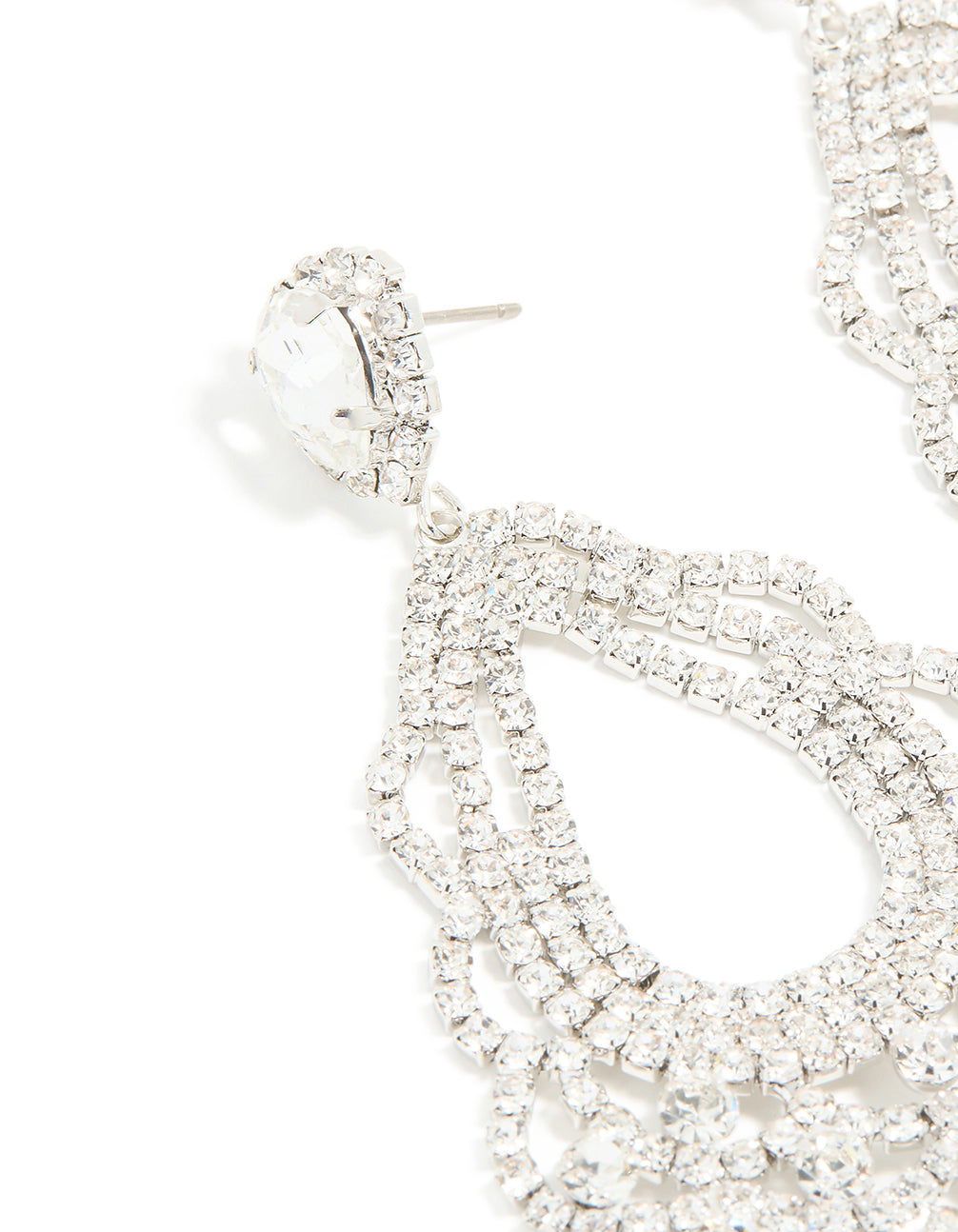 Silver Diamante Chandelier Drop Earrings