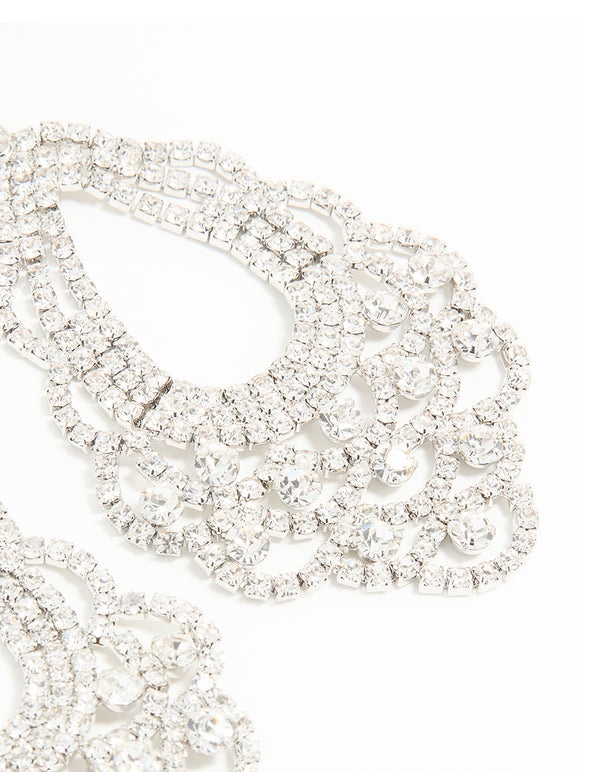 Silver Diamante Chandelier Drop Earrings