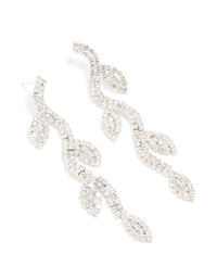Silver Diamante Leaf Drop Earrings - link has visual effect only