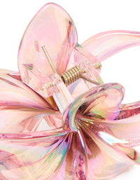 Pink Iridescent Frangipani Flower Hair Claw Clip - link has visual effect only