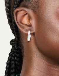 Silver Plated Cubic Zirconia Medium Oval Huggie Earrings - link has visual effect only
