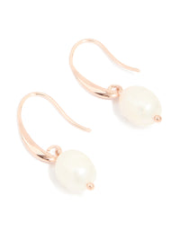 Rose Gold Plated Freshwater Pearl Medium Hook Drop Earrings - link has visual effect only
