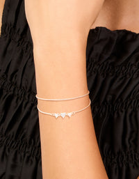 Rose Gold Plated Cubic Zirconia Heart Tennis Layered Bracelet - link has visual effect only