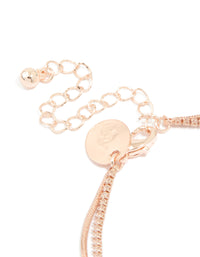 Rose Gold Plated Cubic Zirconia Heart Tennis Layered Bracelet - link has visual effect only