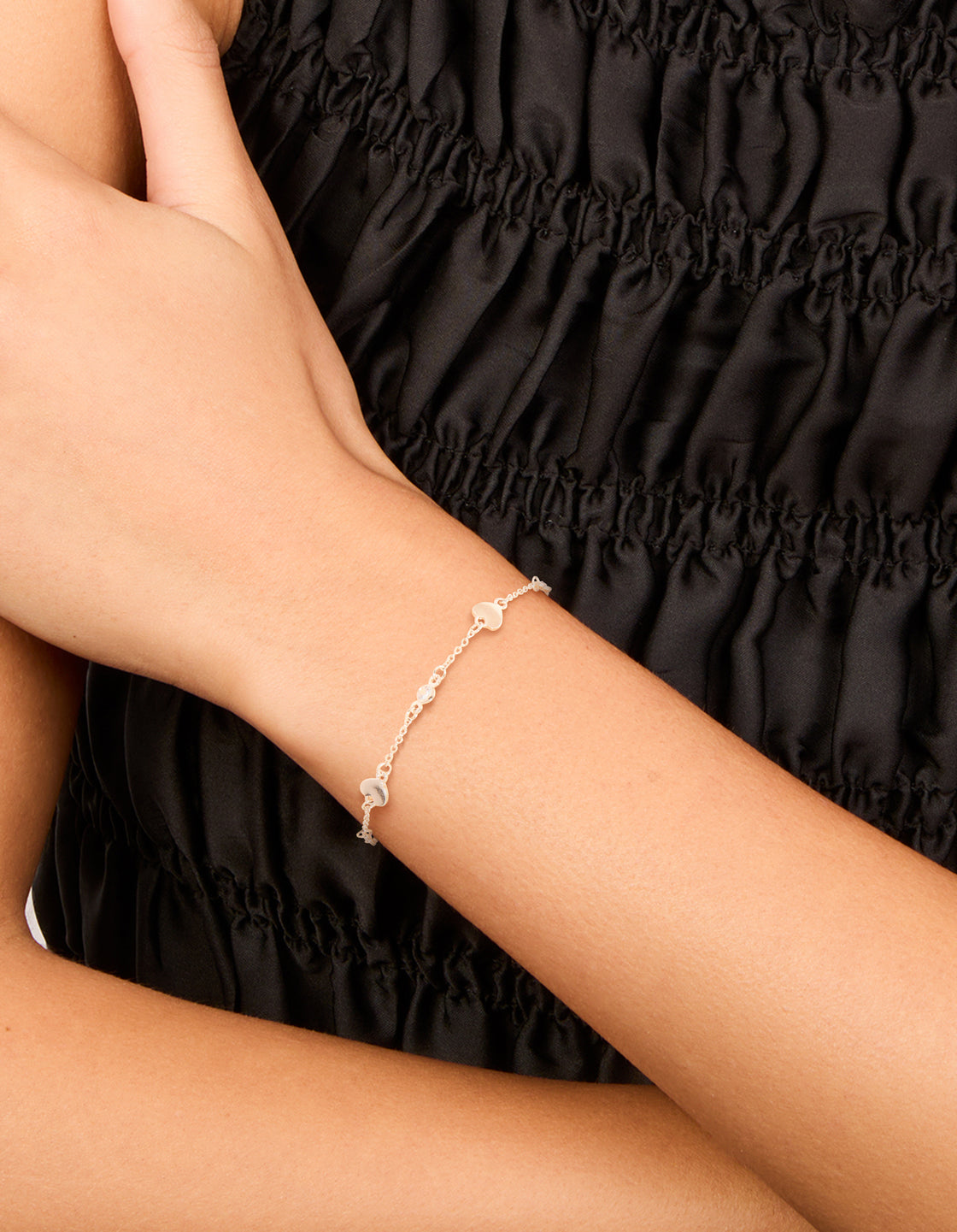 Rose Gold Plated Cubic Zirconia Hearts Bracelet
