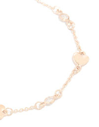 Rose Gold Plated Cubic Zirconia Hearts Bracelet - link has visual effect only