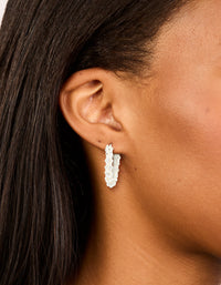 Silver Plated Diamante Medium Hoop Earrings - link has visual effect only