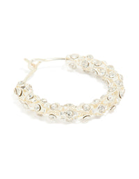 Silver Plated Diamante Medium Hoop Earrings - link has visual effect only