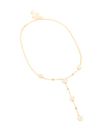 Gold Plated Diamante White Flower Y-Necklace - link has visual effect only