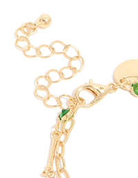 Gold Plated Emerald Cubic Zirconia Detail Layered Bracelet - link has visual effect only