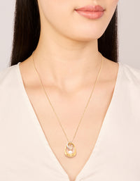 Waterproof Mixed Metal Plated Stainless Steel Open Pearl Pendant Necklace - link has visual effect only