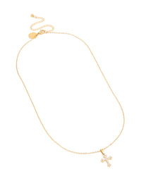 Waterproof Gold Plated Stainless Steel Mini Cross Short Necklace - link has visual effect only