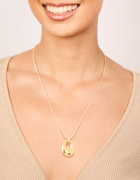 Waterproof Gold Plated Stainless Steel Open Oval Pendant Necklace - link has visual effect only
