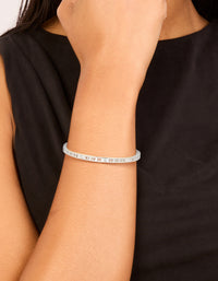 Waterproof Stainless Steel Diamante Roman Numeral Hinge Bangle - link has visual effect only