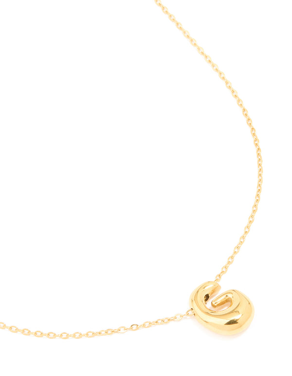Waterproof Gold Plated Stainless Steel Large Bubble Letter G Necklace
