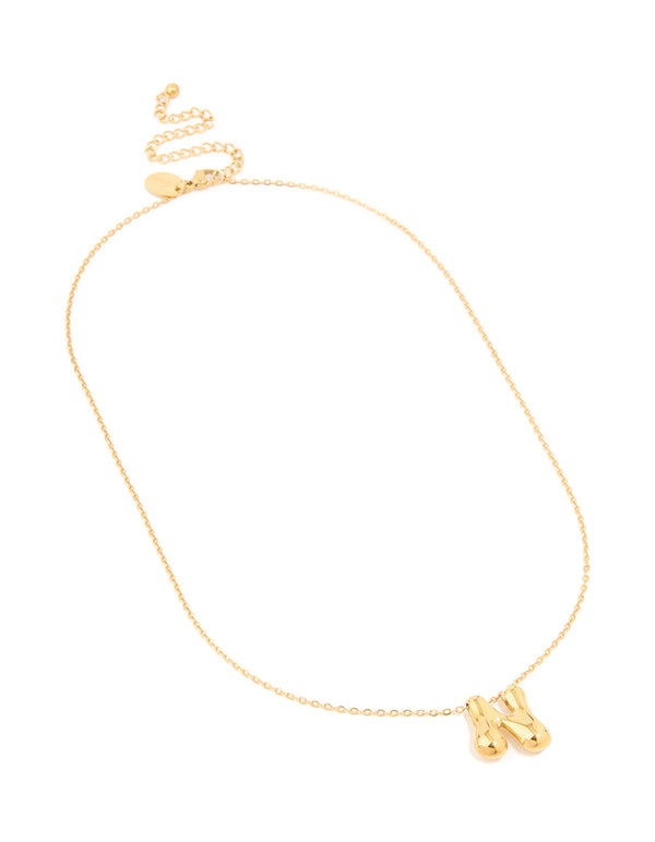Waterproof Gold Plated Stainless Steel Large Bubble Letter N Necklace