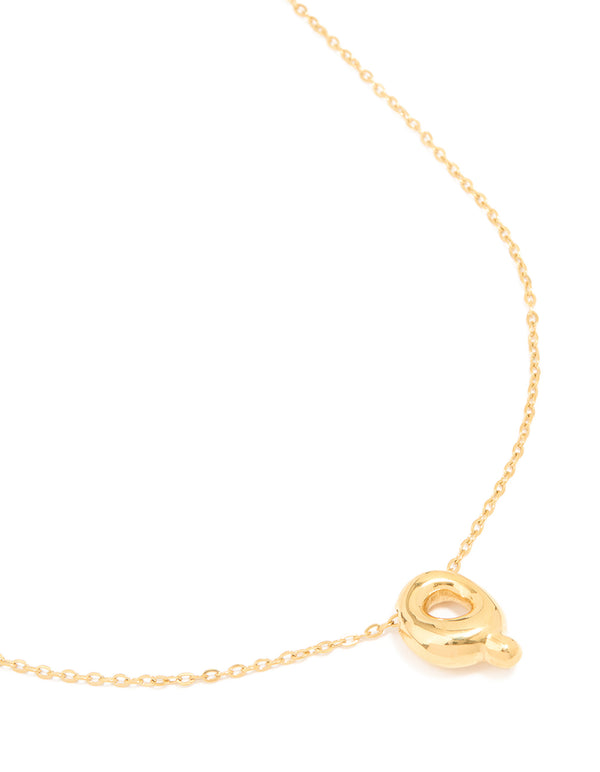 Waterproof Gold Plated Stainless Steel Large Bubble Letter Q Necklace