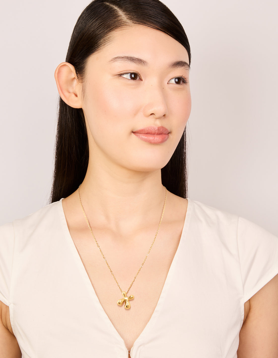 Waterproof Gold Plated Stainless Steel Large Bubble Letter X Necklace