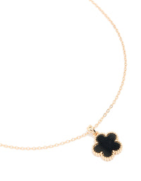Gold Black Flower Pendant Necklace - link has visual effect only