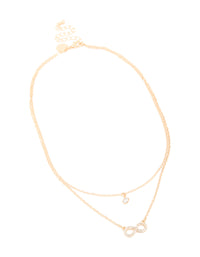 Gold Diamante & Infinity Layered Necklace - link has visual effect only