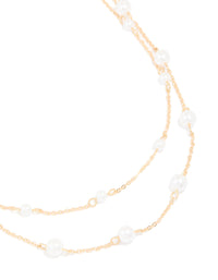 Gold Pearl Layered Necklace - link has visual effect only