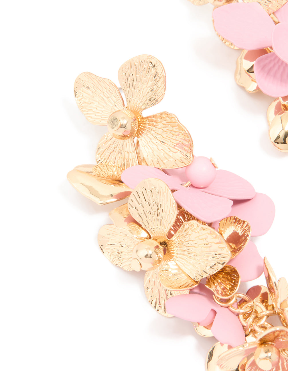 Gold Cascading Flower Drop Earrings