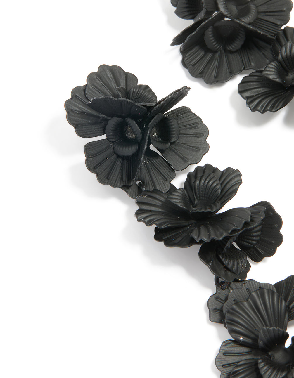 Black Coated Metal Floral Drop Earrings