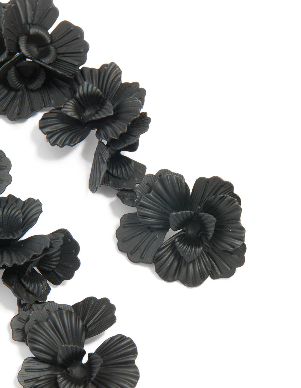 Black Coated Metal Floral Drop Earrings